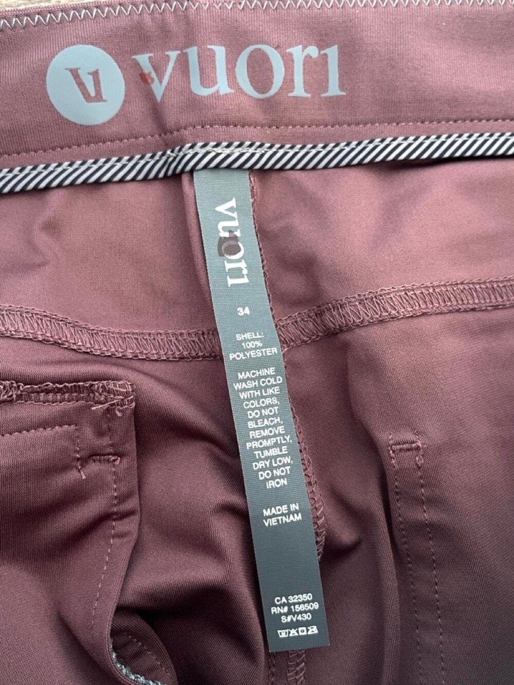 Vuori Meta Pant Men 34x32 Chestnut NWT - Picture 6 of 9
